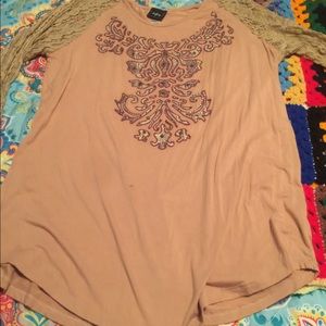 Daytrip tan lace sleeve with crystal shine